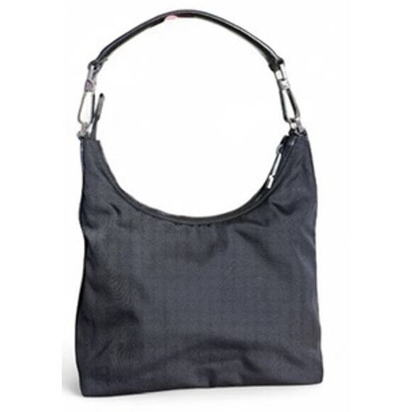 VTG 90s Gucci Nylon Leather Trim Compact Shoulder Bag Black Quiet Luxury Sleek - Picture 5 of 16